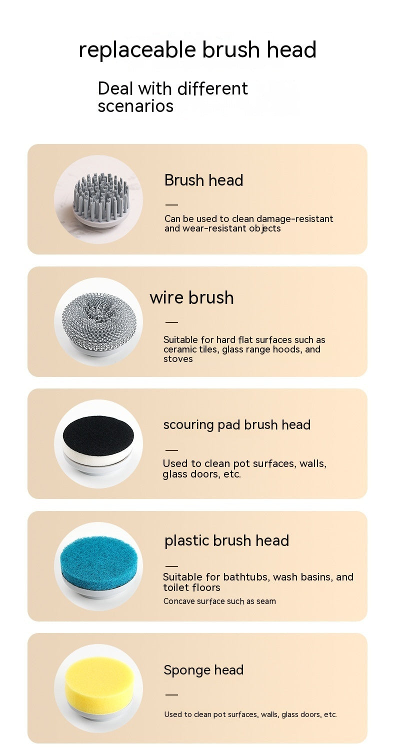 All-in-One Power Scrubber – Handheld Electric Brush with Wireless Charging & Multiple Brush Heads