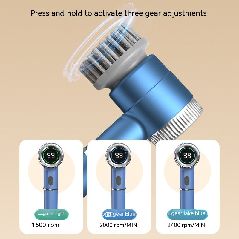 All-in-One Power Scrubber – Handheld Electric Brush with Wireless Charging & Multiple Brush Heads